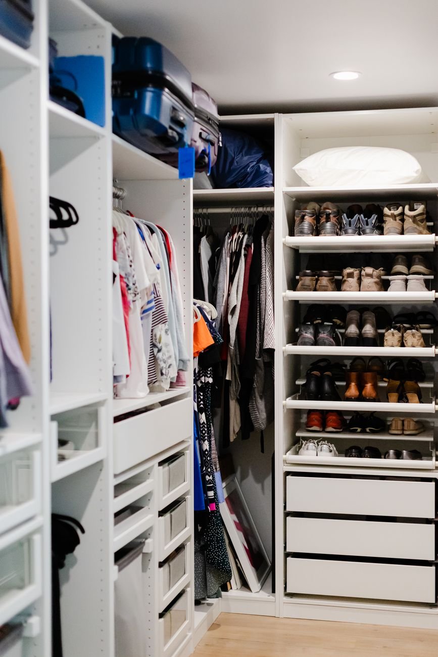 wardrobe with clothes and shoes